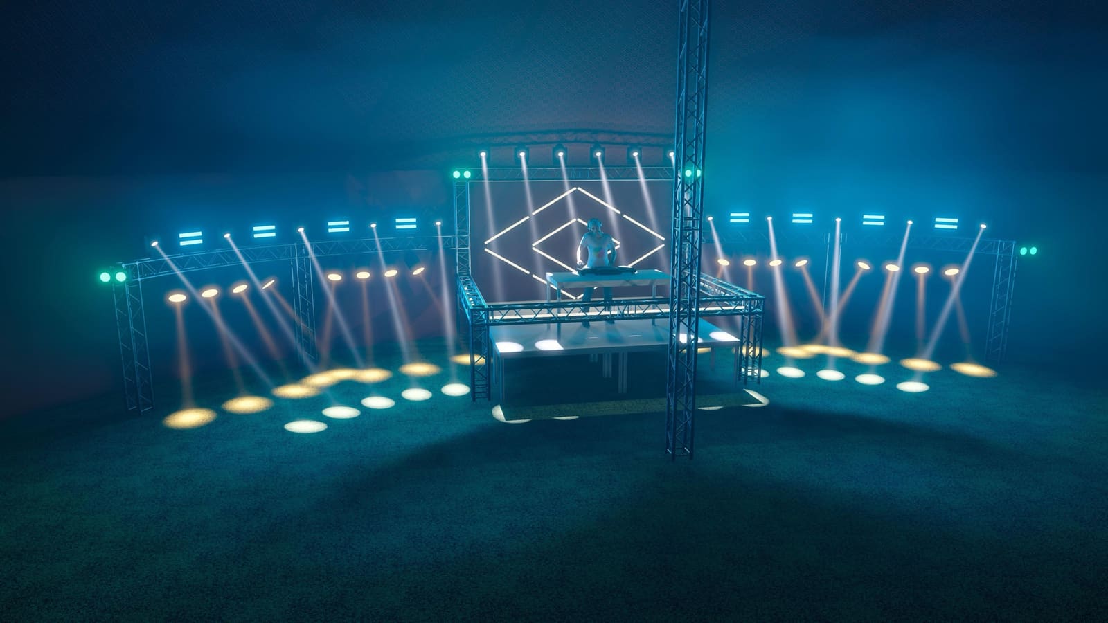 Bühne und Lichtshow in der Planung